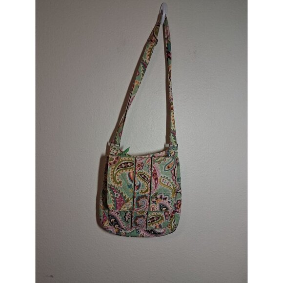 Vera Bradley Quilted Crossbody Purse Bag Messenger Paisley Floral Green - Picture 3 of 8